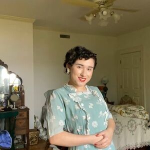 1940s Flowers & Bows (Maternity?) Dress
